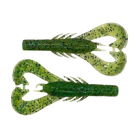 Googan Baits 4 in. Chartreuse Pepper Krackin Craw Fishing Lure with Green Fleck, 7PK GKC-CPG
